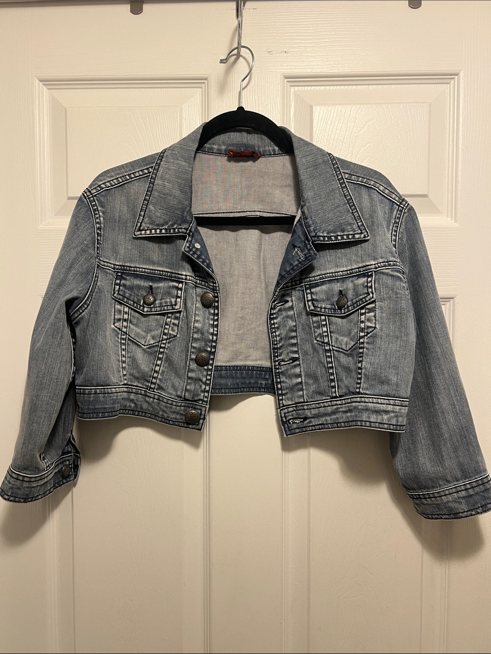 Cropped Light Blue Denim Jacket - Women